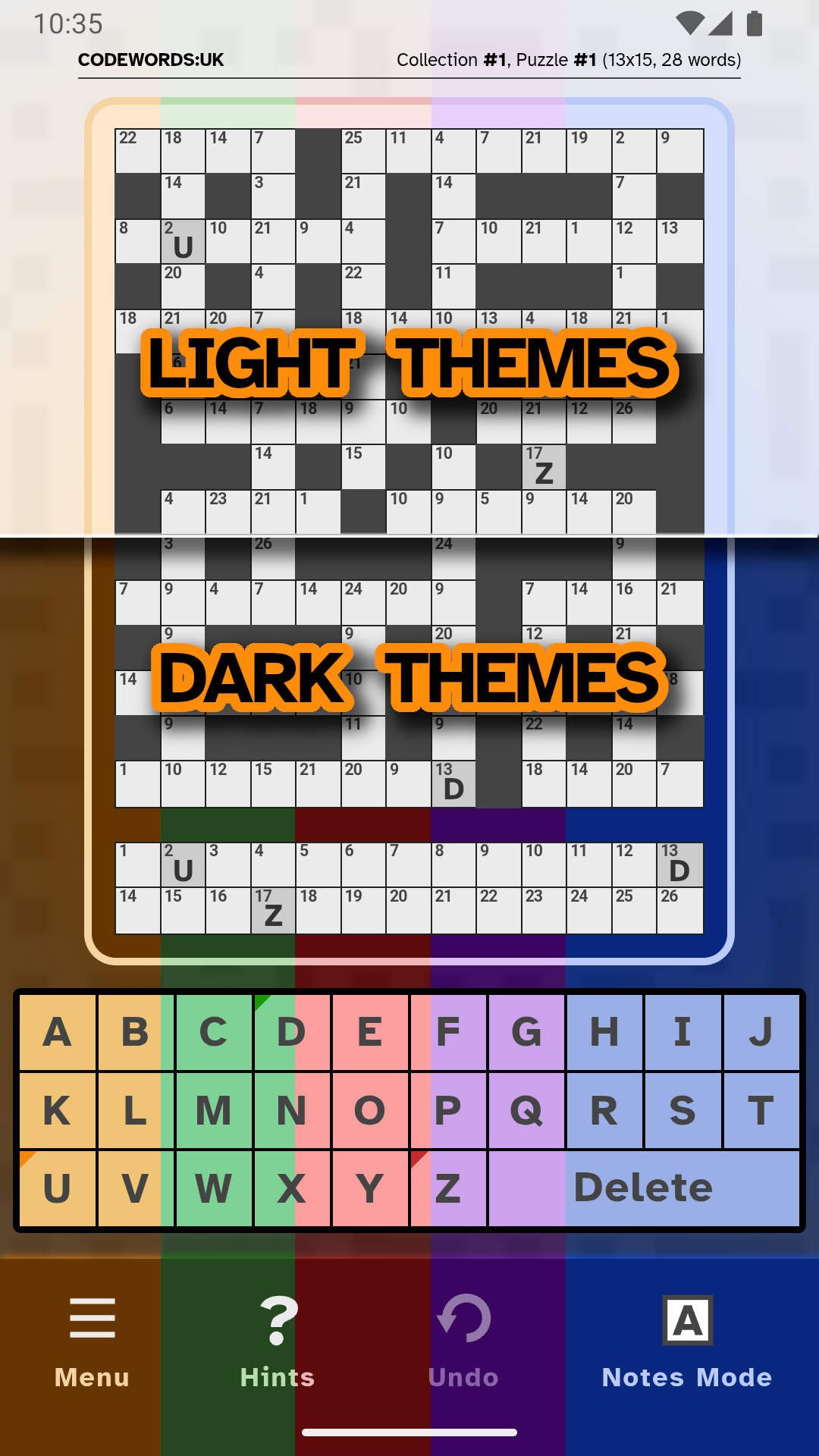A montage of the game's light themes and dark themes
